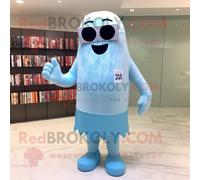 Personnage De Costume De Mascotte Redbrokoly Sky Blue Ghost Habillé D'un Maillot De Bain Une Pièce Et De Lunettes De Lecture Multicolore