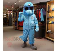 Personnage De Costume De Mascotte Redbrokoly Sky Blue Special Air Service Habillé Avec Un Jogging Et Des Bonnets Multicolore