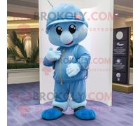 Personnage De Costume De Mascotte Redbrokoly Sky Blue Special Air Service Habillé Avec Un Jogging Et Des Bonnets Multicolore