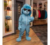 Personnage De Costume De Mascotte Redbrokoly Sky Blue Special Air Service Habillé Avec Un Jogging Et Des Bonnets Multicolore