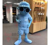 Personnage De Costume De Mascotte Redbrokoly Sky Blue Special Air Service Habillé D'un Short De Course Et De Gants Multicolore