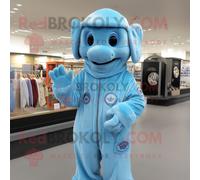 Personnage De Costume De Mascotte Redbrokoly Sky Blue Special Air Service Habillé D'une Combinaison Et D'épingles À Châle Multicolore