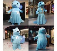 Personnage De Costume De Mascotte Redbrokoly Sky Blue Stellar S Sea Cow Habillé D'une Robe Taille Empire Et De Broches Multicolore