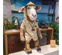 Personnage De Costume De Mascotte Redbrokoly Tan Boer Goat Habillé D'un Short Et De Porte-Clés Multicolore