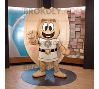 Personnage De Costume De Mascotte Redbrokoly Tan Celtic Shield Habillé D'un Pantalon De Costume Et De Noeuds Papillon Multicolore