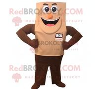 Personnage De Costume De Mascotte Redbrokoly Tan Chocolate Bars Habillé D'un Débardeur Et D'épingles À Cravate Multicolore