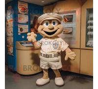 Personnage De Costume De Mascotte Redbrokoly Tan Oyster Habillé D'un Polo Et De Portefeuilles Multicolore