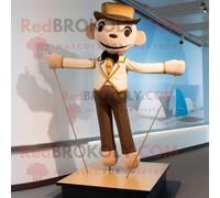 Personnage De Costume De Mascotte Redbrokoly Tan Tightrope Walker Habillé Avec Un Legging Et Des N?uds Papillon Multicolore