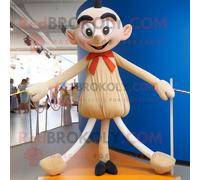 Personnage De Costume De Mascotte Redbrokoly Tan Tightrope Walker Habillé Avec Un Legging Et Des N?uds Papillon Multicolore