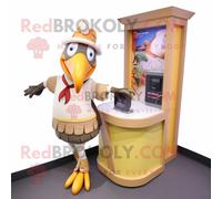 Personnage De Costume De Mascotte Redbrokoly Tan Toucan Habillé D'une Jupe Trapèze Et De Porte-Clés Multicolore