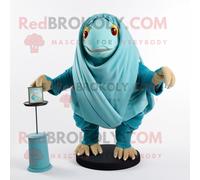 Personnage De Costume De Mascotte Redbrokoly Teal Hermit Crab Habillé D'un Col Roulé Et D'épingles À Châle Multicolore