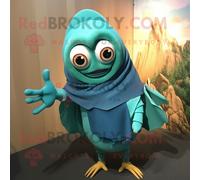 Personnage De Costume De Mascotte Redbrokoly Teal Hermit Crab Habillé D'un Col Roulé Et D'épingles À Châle Multicolore