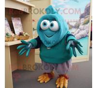 Personnage De Costume De Mascotte Redbrokoly Teal Hermit Crab Habillé D'un Pull Et De Montres Multicolore