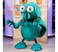Personnage De Costume De Mascotte Redbrokoly Teal Hermit Crab Habillé D'un T-Shirt Et De Pinces À Chaussures Multicolore