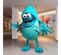Personnage De Costume De Mascotte Redbrokoly Teal Hermit Crab Habillé D'un T-Shirt Et De Pinces À Chaussures Multicolore