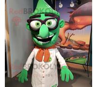 Personnage De Costume De Mascotte Redbrokoly Tikka Masala Vert Habillé D'une Chemise En Popeline Et De Lunettes Multicolore