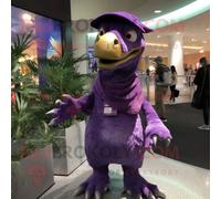 Personnage De Costume De Mascotte Redbrokoly Velociraptor Violet Habillé D'un Short Et De Châles Multicolore