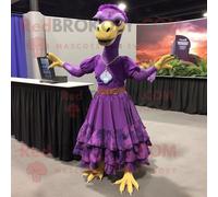 Personnage De Costume De Mascotte Redbrokoly Velociraptor Violet Habillé D'une Jupe Longue Et De Porte-Clés Multicolore