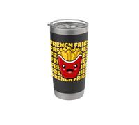 Personnage de frites mignonnes. Délicieuses frites de restauration rapide. Gobelet isotherme en acier inoxydable double paroi