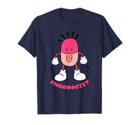 Personnage de Pilule de pharmacien avec Visage Heureux T-Shirt