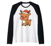 Personnage de Vacances d'hiver de Renne Kawaii Manche Raglan