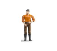 bruder 60007 - bworld Homme à la peau claire et au pantalon brun - 1:16 Figurine jouet, Agriculteur, Paysan, Ferme, Homme