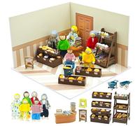 Personnage Maison De Poupee De Poupées,6 Poupées Articulées en Bois, avec Scène De Boulangerie, Caisse Enregistreuse, Lait, Panier, Etc, pour Garçons, Filles Et Enfants en Bas Âge à Partir De 3 Ans