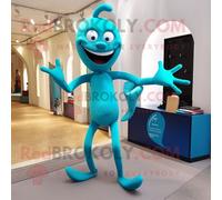 Personnage Mascotte Redbrokoly Acrobate Turquoise Habillé D'un Pantalon Et De Mallettes Multicolore