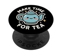 Personnage Mignon et Amusant « Make Time for Tea » PopSockets PopGrip Adhésif