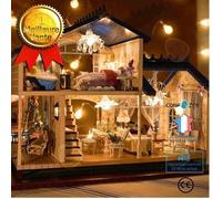 Diy Led Maison De Poupée Dollhouse Musique Miniature Bois Meuble Cadeau Noël