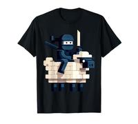 Personnage Ninja Riding Sheep Block Style Pixel Art Boy Gamer T-Shirt