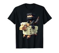 Personnage Ninja Riding Sheep Block Style Pixel Art Boy Gamer T-Shirt