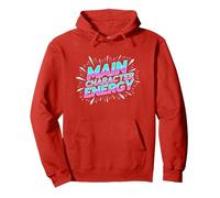 Personnage Principal Energy Neon Burst Typographie Sweat à Capuche, Unisexe pour Adultes, Rouge, XL