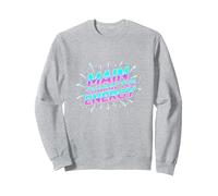 Personnage Principal Energy Neon Burst Typographie Sweatshirt, Unisexe pour Adultes, Gris Chiné, L