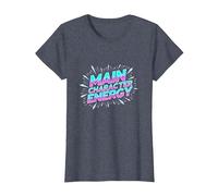 Personnage Principal Energy Neon Burst Typographie T-Shirt, Femme, Bleu Chiné, XXL