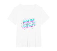 Personnage Principal Energy Neon Burst Typographie T-Shirt, Femme Grandes Tailles, Blanc, 5X