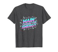 Personnage Principal Energy Neon Burst Typographie T-Shirt, Homme, Chiné Foncé, XXL