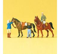 Personnages + 2 chevaux Equitation-HO 1/87-PREISER 10503