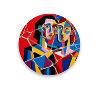 Personnages colorés en céramique de style Picasso Décoration ronde pour table basse Absorbant Décoration d'intérieur d'automne avec dos en liège