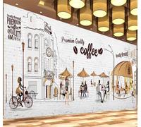 Personnages Créatifs Peints À La Main Café Décoration Industrielle Papier Peint 3D Installation Facile Intissé Tapisserie Bureau Salon Canapé Chambre Décoration Murale-250cm×170cm