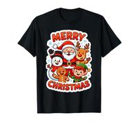 Personnages de Dessin animé Merry Christmas Santa Friends Squad Crew T-Shirt