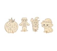 Personnages D'halloween En Bois 4 Pièces