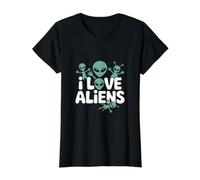 Personnages Mignons d'extraterrestres I Love Aliens T-Shirt Graphique avec Valeur