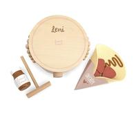 Personnalisable Crêpière en bois Rose - avec accessoires & boutons rotatifs - pour enfants dès 3 ans - personnalisée avec prénom - Label Label