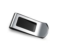 Bling Jewelry Personnalisable Deux Tons Noir Incrustation D'Émail Large Porte-Cartes À Clip d'argent pour Homme Fort Cadeau Père Argenté Acier Inoxydable