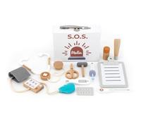 Personnalisable Mallette de Docteur en Bois 12 pièces - stéthoscope & seringue - pour Enfants dès 3 Ans - personnalisée avec prénom - Tryco