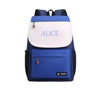 Personnalisable Sac a Dos Enfant, Brodé Petit Sac à Dos, Personnalisé Prenom Cartable Sac a Dos Primaire Enfant Maternelle pour Fille & Garcon, Toile Sac à Dos Ecole Crèche (Bleu foncé, Grand)
