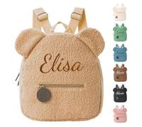 Personnalisable Sac a Dos Enfant, Broderie Petit Sac à Dos Bebe, Mini Cartable Maternelle Fille & Garcon, Peluche Doux Ours Teddy Sacs à Dos Pour Enfant, Pour L'école Et Le Voyage 31cm x 24cm (Kaki)
