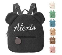 Personnalisable Sac a Dos Enfant, Broderie Petit Sac à Dos Bebe, Mini Cartable Maternelle Fille & Garcon, Peluche Doux Ours Teddy Sacs à Dos Pour Enfant, Pour L'école Et Le Voyage 31cm x 24cm (Noir)