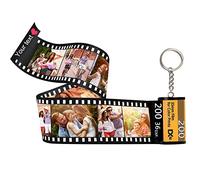 Personnalisables Rouleau de Film Caméra Porte Clé Porte-Clés Photo Texte,Personnalisé Porte-Clés avec Multi Photos Coloré, Personnalisé Cadeau Homme Femmes Noël Saint Valentin